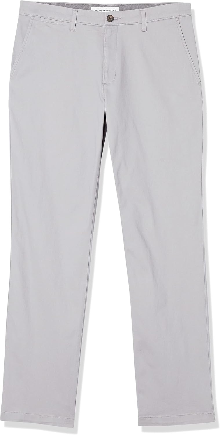 image:imageAmazon Essentials Mens StraightFit Casual Stretch Chino PantLight Grey