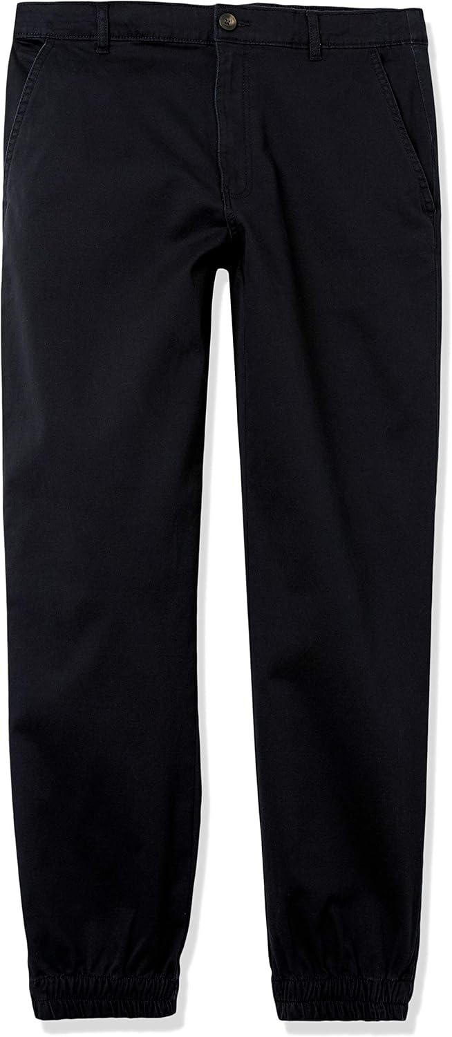 image:imageAmazon Essentials Mens StraightFit Chino Jogger Pants with Elastic Waist and PocketsBlack