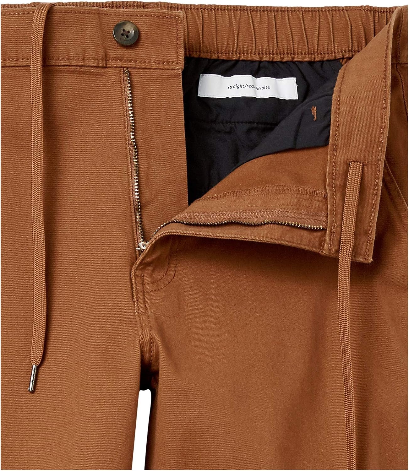image:imageAmazon Essentials Mens StraightFit Chino Jogger Pants with Elastic Waist and PocketsDark Khaki