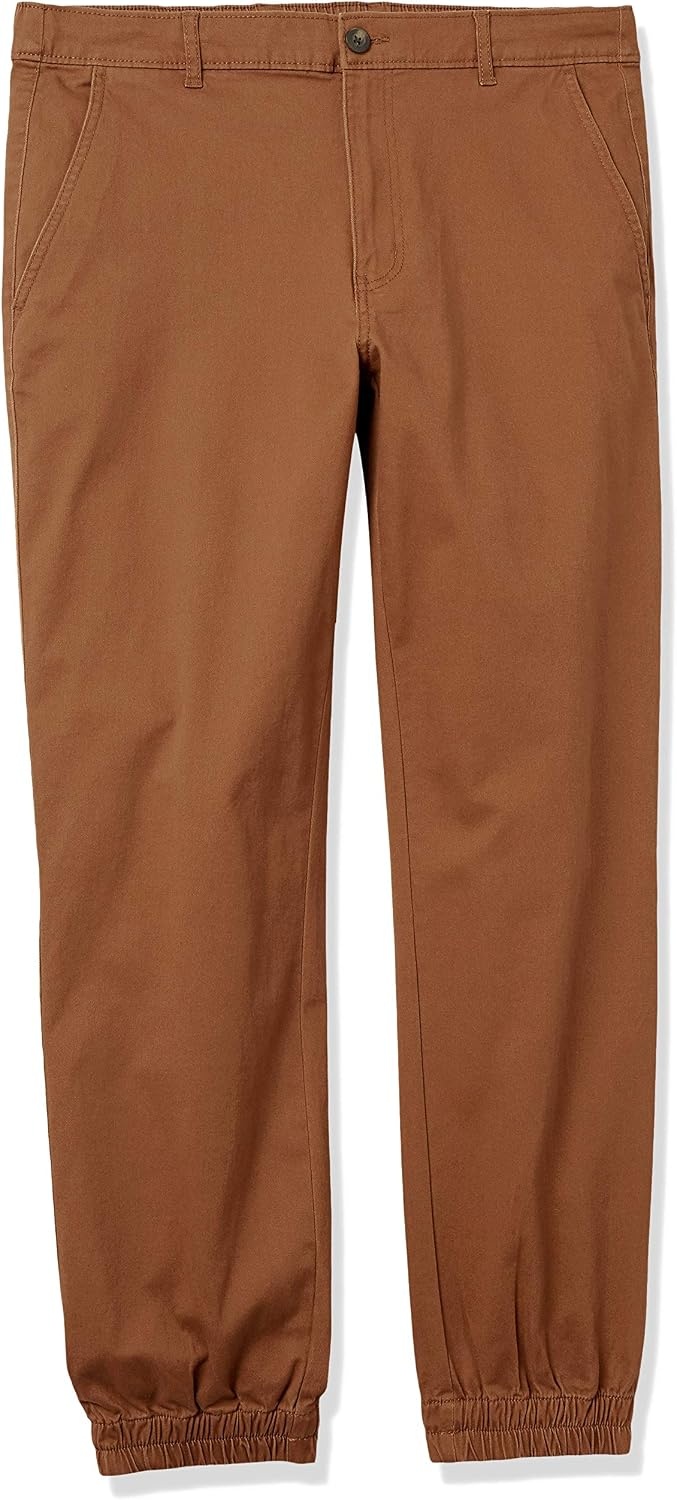 image:imageAmazon Essentials Mens StraightFit Chino Jogger Pants with Elastic Waist and PocketsDark Khaki