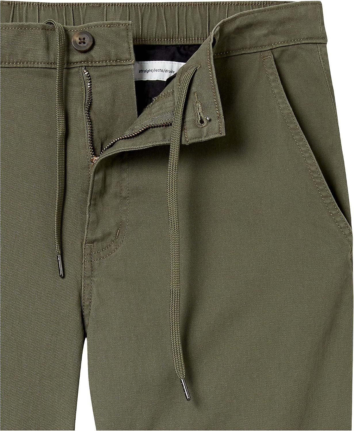 image:imageAmazon Essentials Mens StraightFit Chino Jogger Pants with Elastic Waist and PocketsOlive