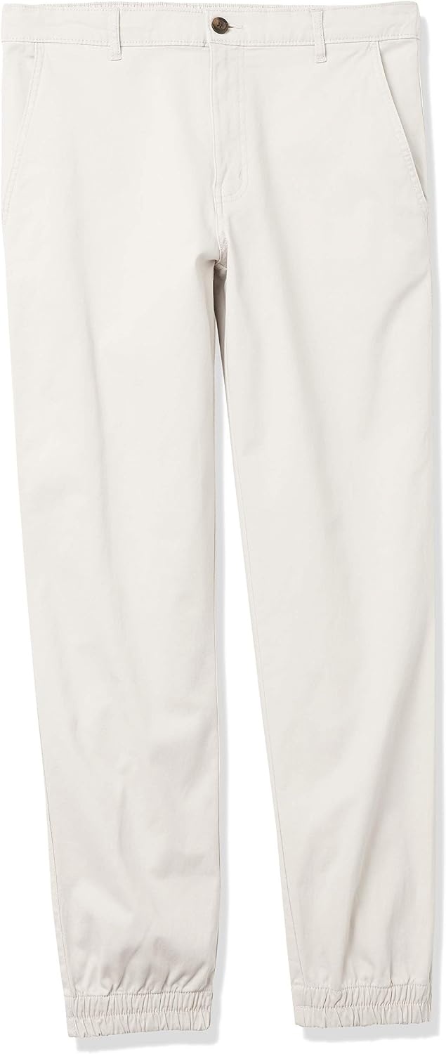 image:imageAmazon Essentials Mens StraightFit Chino Jogger Pants with Elastic Waist and PocketsStone