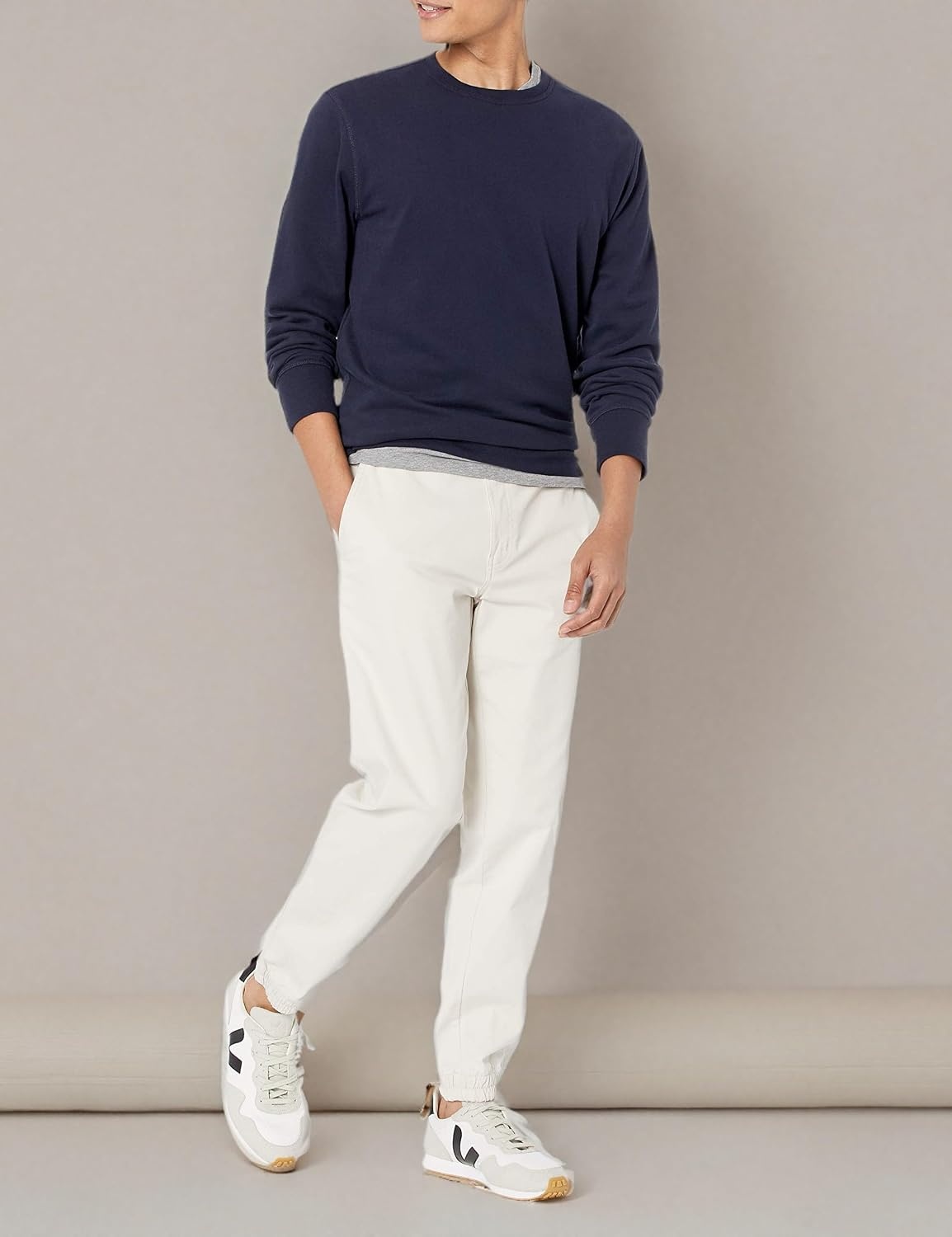 image:imageAmazon Essentials Mens StraightFit Chino Jogger Pants with Elastic Waist and PocketsStone