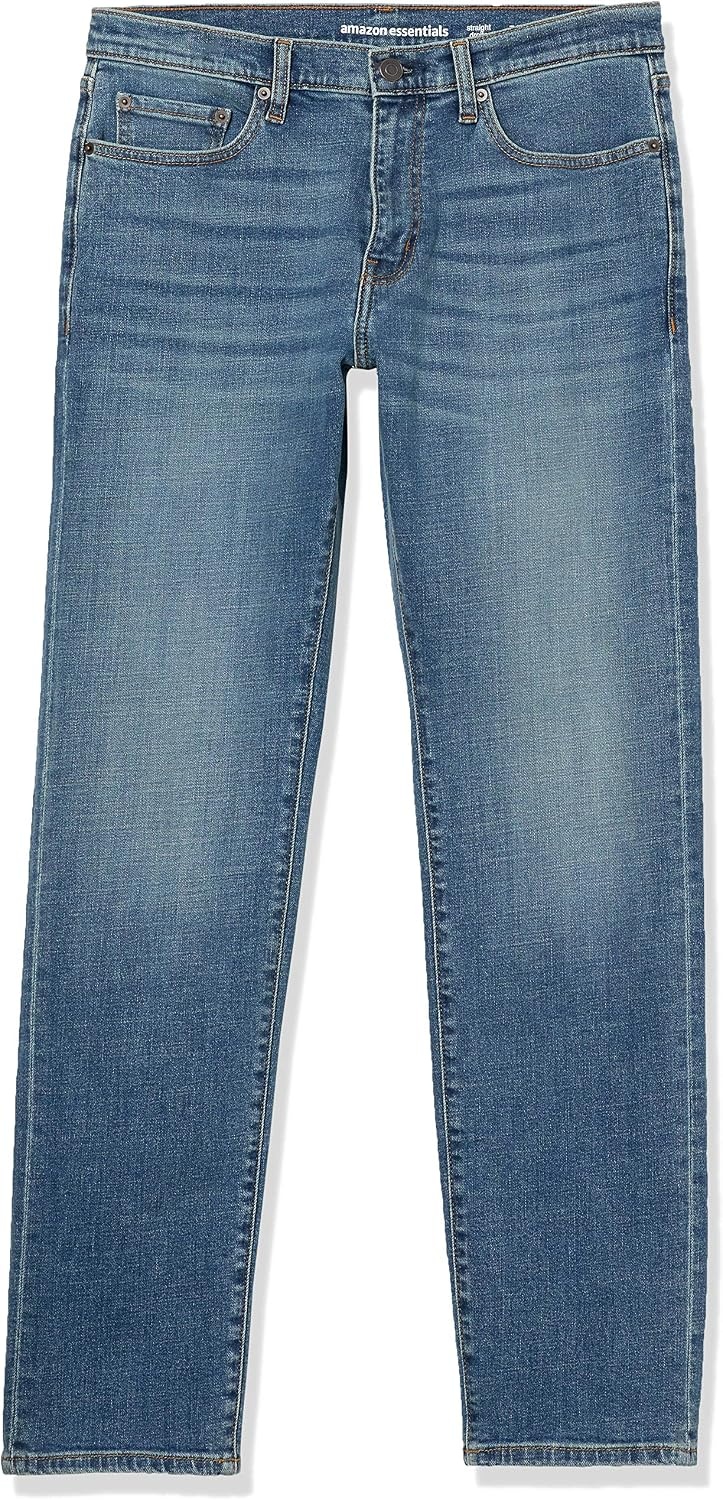 image:imageAmazon Essentials Mens StraightFit Stretch JeanMedium Blue Vintage
