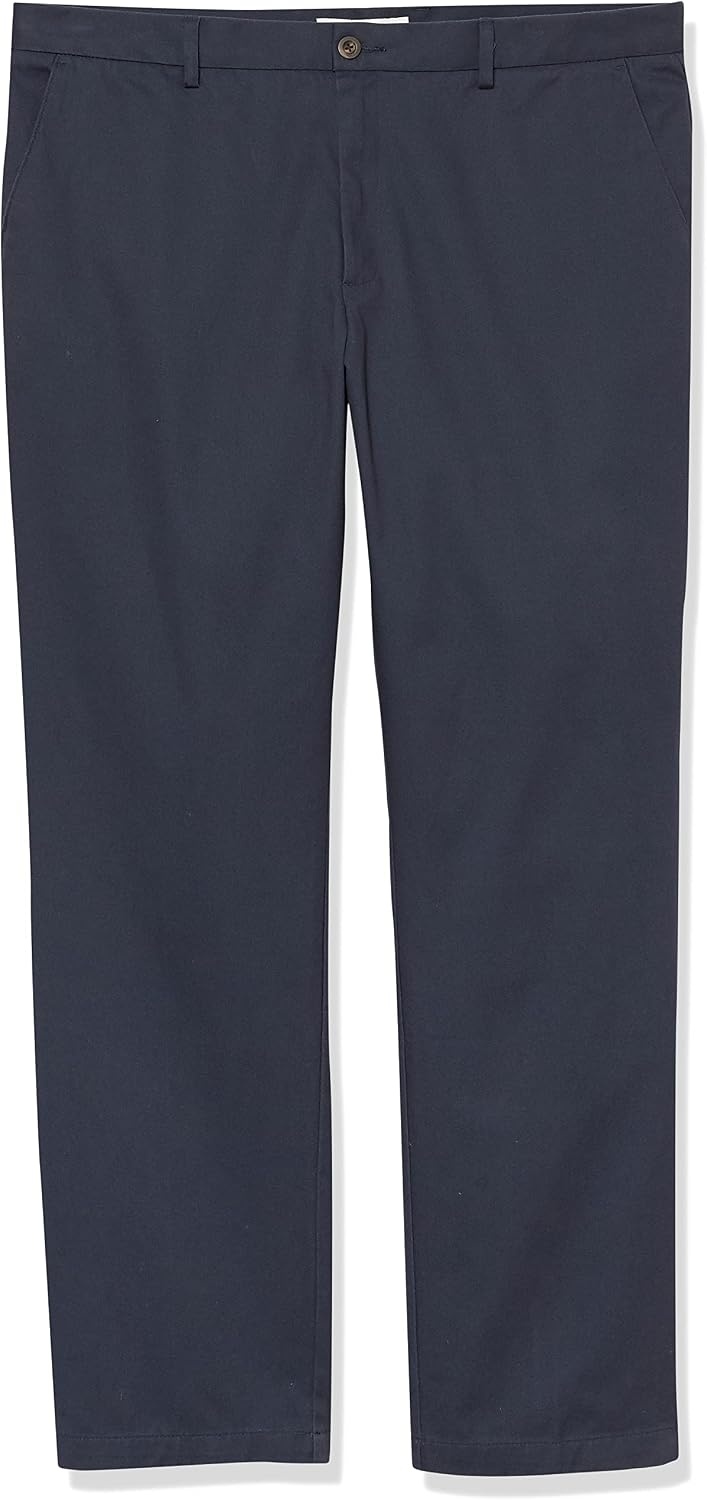 image:imageAmazon Essentials Mens StraightFit WrinkleResistant FlatFront Chino PantNavy