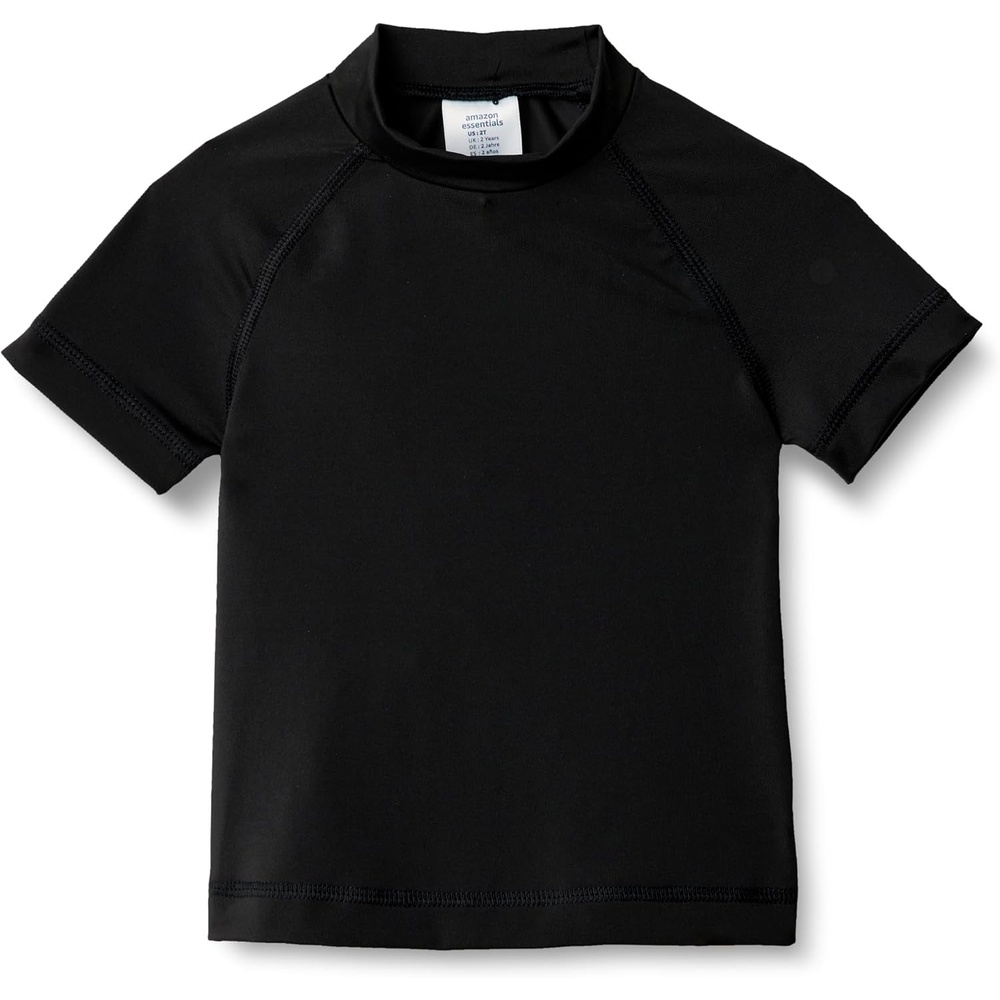 image:imageAmazon Essentials Boys and Toddlers Short Sleeve Rashguard Swim TShirt QuickDry Slim FitBlack