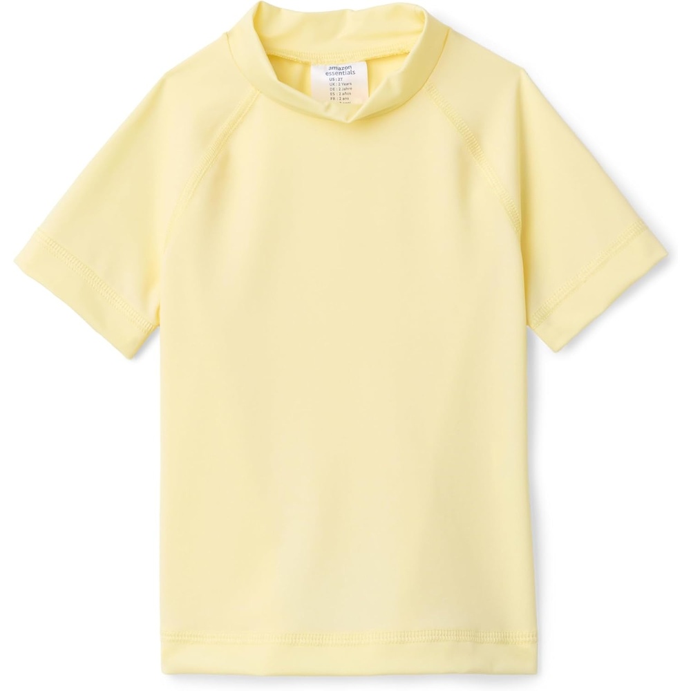 image:imageAmazon Essentials Boys and Toddlers Short Sleeve Rashguard Swim TShirt QuickDry Slim FitLight Yellow