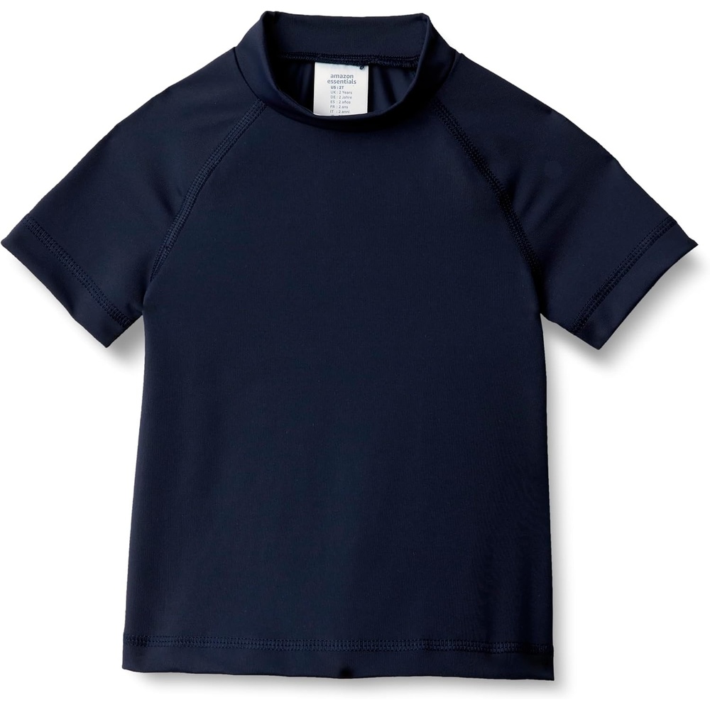 image:imageAmazon Essentials Boys and Toddlers Short Sleeve Rashguard Swim TShirt QuickDry Slim FitNavy