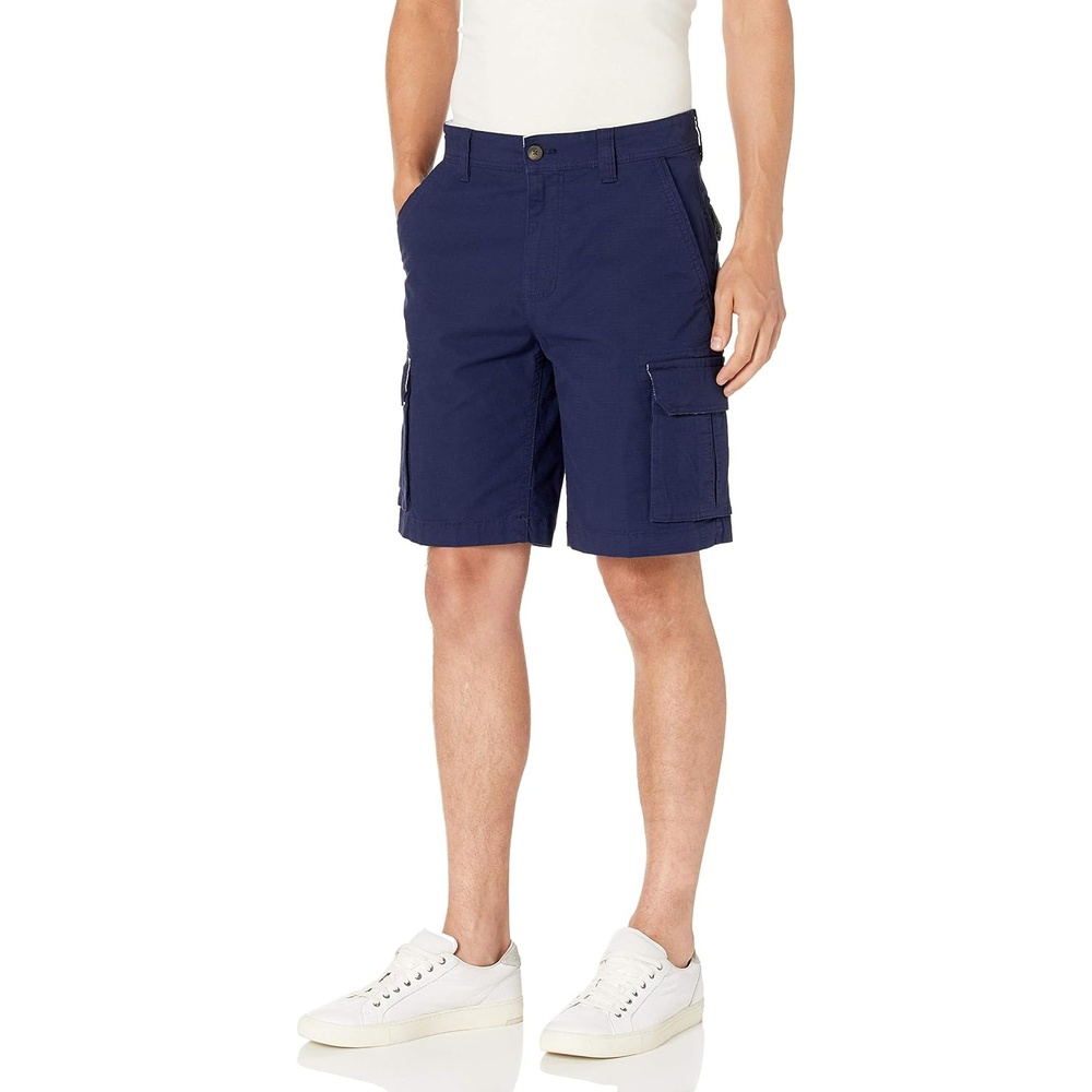 image:imageAmazon Essentials Mens 10 25cm Lightweight Cotton Blend Stretch Cargo ShortsNavy