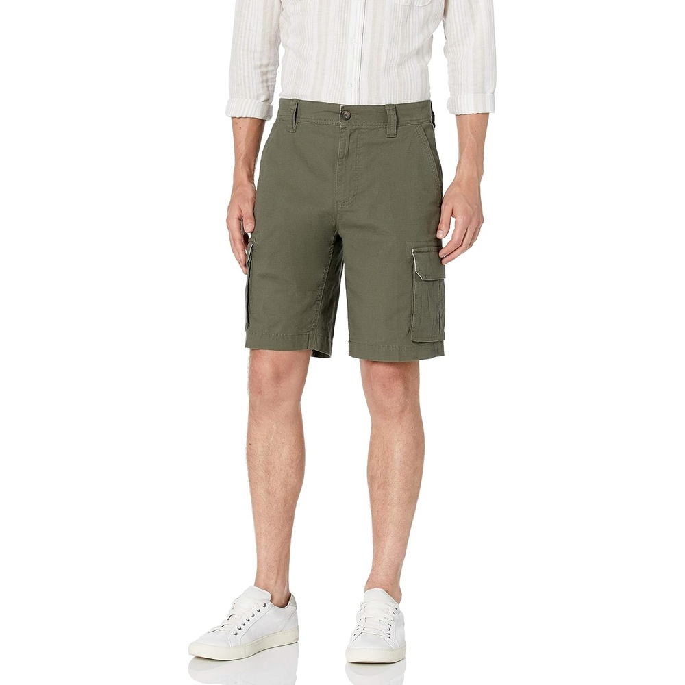 image:imageAmazon Essentials Mens 10 25cm Lightweight Cotton Blend Stretch Cargo ShortsOlive