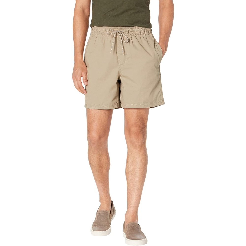 image:imageAmazon Essentials Mens 6 Inseam Regular Fit Drawstring Shorts with Elastic Waist and PocketsKhaki Brown