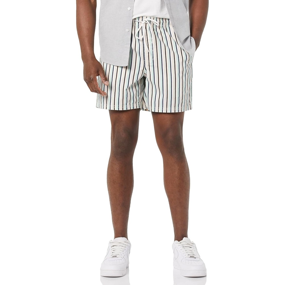 image:imageAmazon Essentials Mens 6 Inseam Regular Fit Drawstring Shorts with Elastic Waist and PocketsMulticolor Stripe