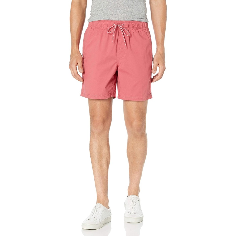 image:imageAmazon Essentials Mens 6 Inseam Regular Fit Drawstring Shorts with Elastic Waist and PocketsWashed Red