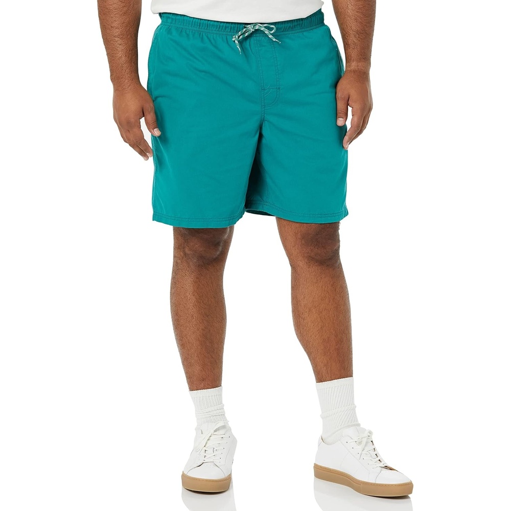 image:imageAmazon Essentials Mens 8 Inseam RelaxedFit Cotton Drawstring PullOn Walk Shorts SummerWeightTeal Blue
