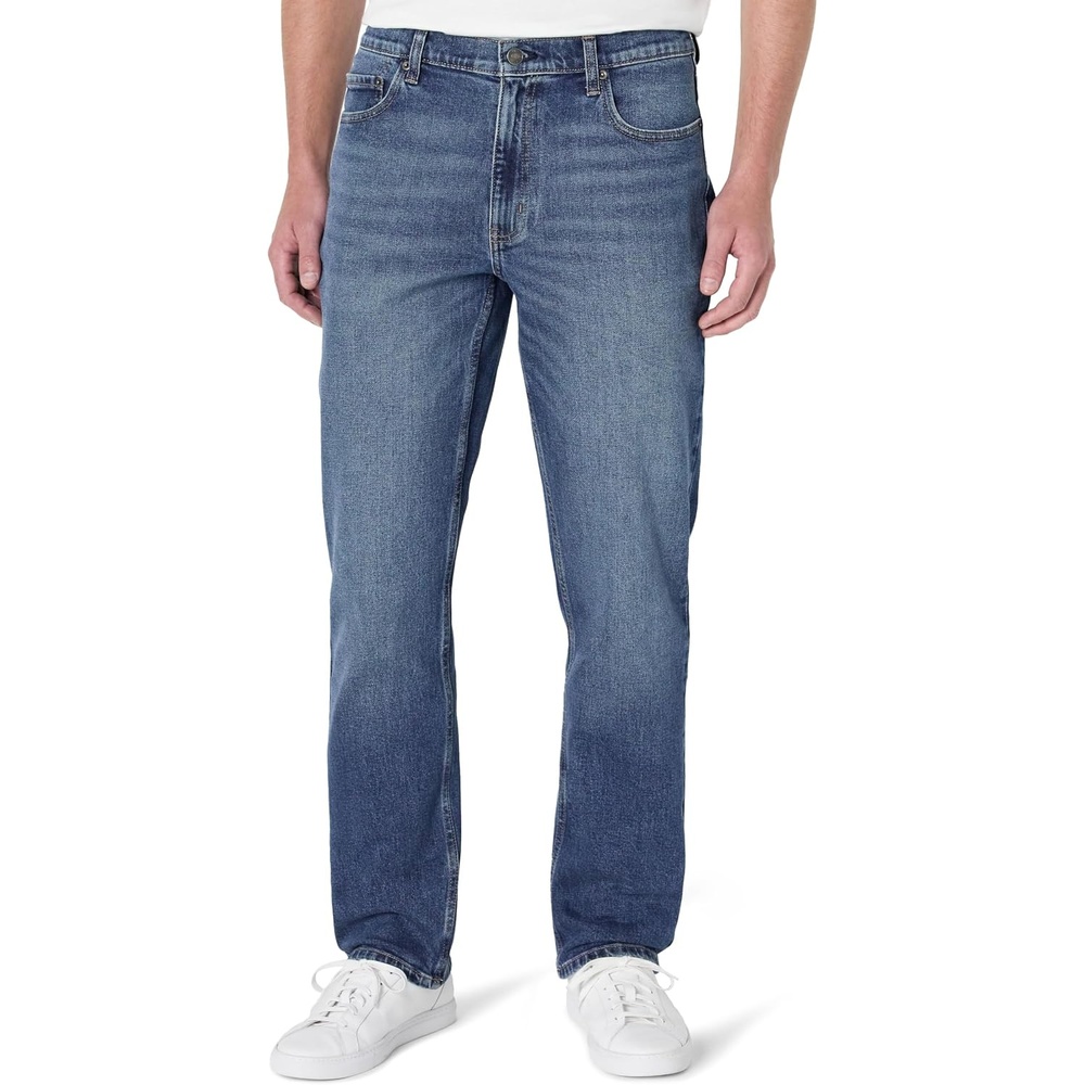 image:imageAmazon Essentials Mens Athletic Fit Jeans with Extra Room in Hip and Thigh Low Stretch Denim 5 Pocket StylingStone Medium Wash
