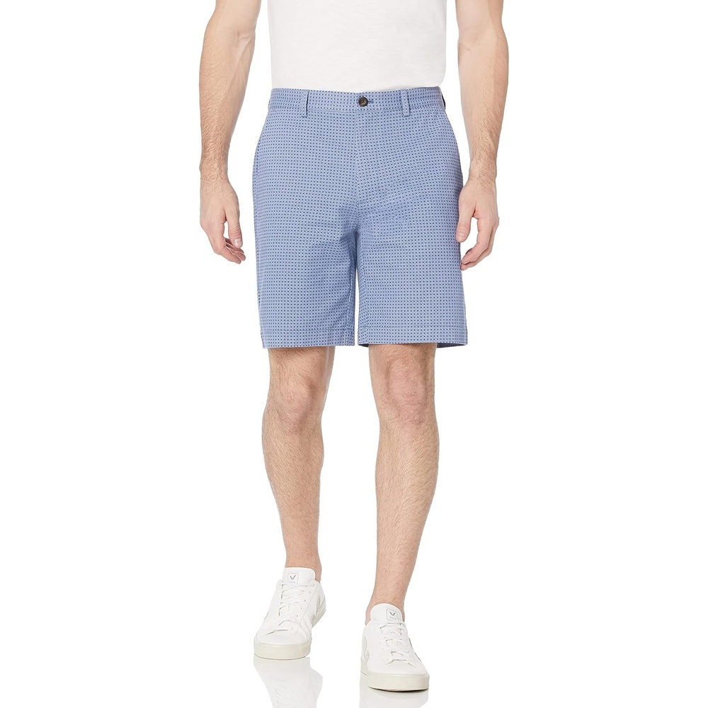 image:imageAmazon Essentials Mens ClassicFit 9 Cotton Twill Chino Shorts with ButtonThrough PocketsBlue Geo