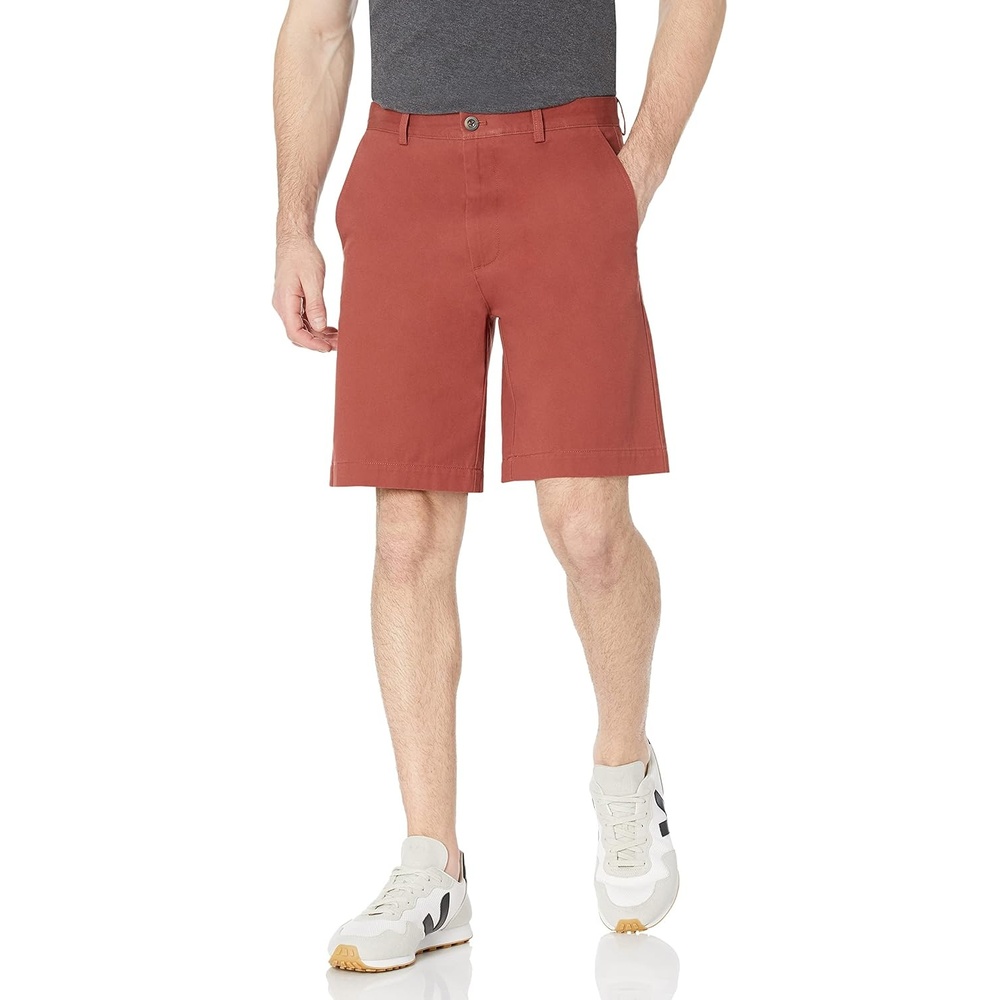 image:imageAmazon Essentials Mens ClassicFit 9 Cotton Twill Chino Shorts with ButtonThrough PocketsRust