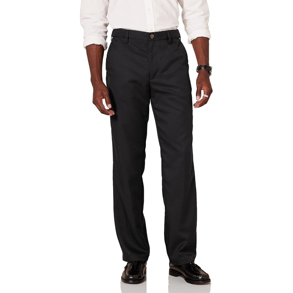 image:imageAmazon Essentials Mens ClassicFit ExpandableWaist FlatFront Dress PantsBlack