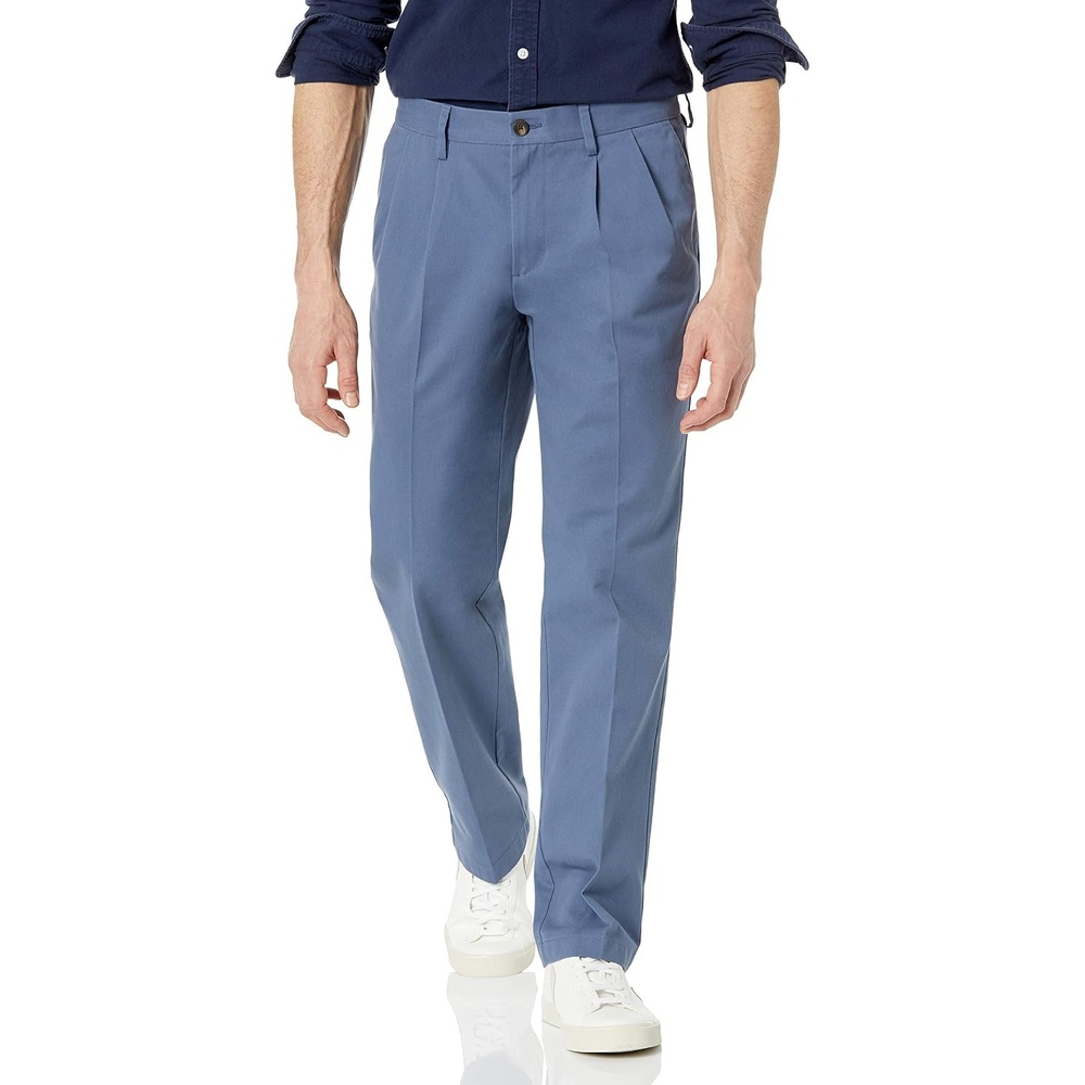 image:imageAmazon Essentials Mens ClassicFit WrinkleResistant Pleated Chino Pant Available in Big amp TallIndigo