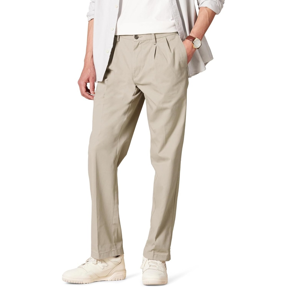 image:imageAmazon Essentials Mens ClassicFit WrinkleResistant Pleated Chino Pant Available in Big amp TallKhaki Beige