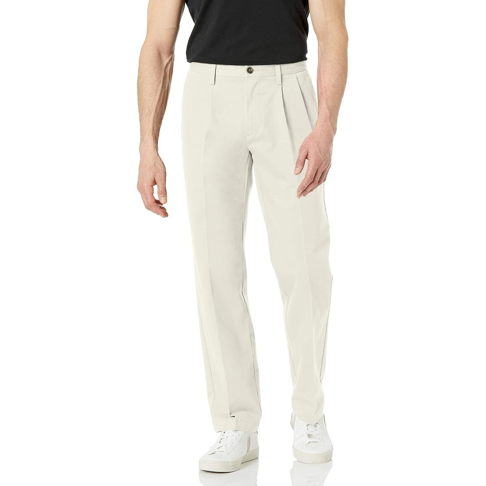 image:imageAmazon Essentials Mens ClassicFit WrinkleResistant Pleated Chino Pant Available in Big amp TallStone