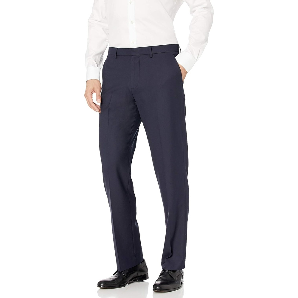 image:imageAmazon Essentials Mens ClassicFit WrinkleResistant Stretch Dress PantsNavy