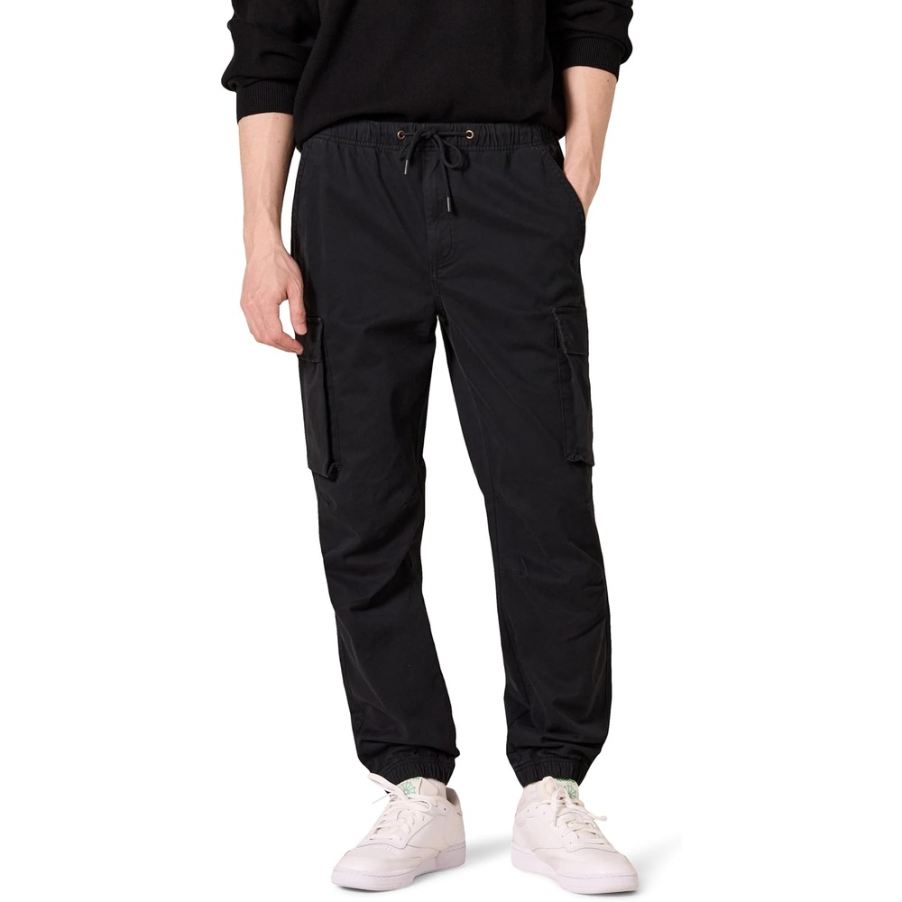 image:imageAmazon Essentials Mens DrawstringWaist RegularFit Cargo JoggerBlack