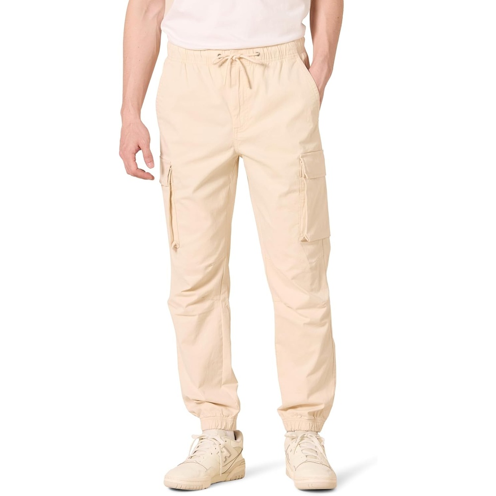 image:imageAmazon Essentials Mens DrawstringWaist RegularFit Cargo JoggerLight Beige