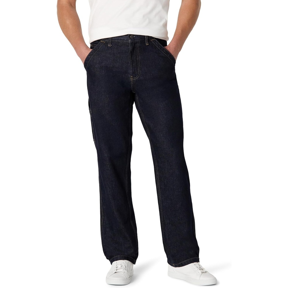 image:imageAmazon Essentials Mens Heavyweight Rigid RelaxedFit Workwear Carpenter Jeans with PocketsRinse