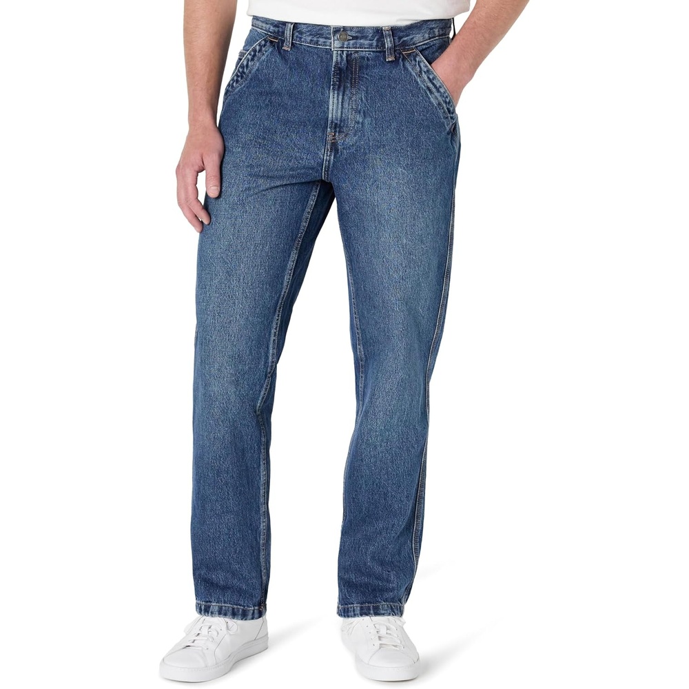image:imageAmazon Essentials Mens Heavyweight Rigid RelaxedFit Workwear Carpenter Jeans with PocketsStone Medium Wash