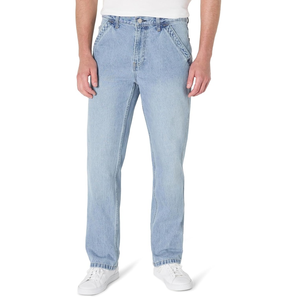 image:imageAmazon Essentials Mens Heavyweight Rigid RelaxedFit Workwear Carpenter Jeans with PocketsVintage Blue