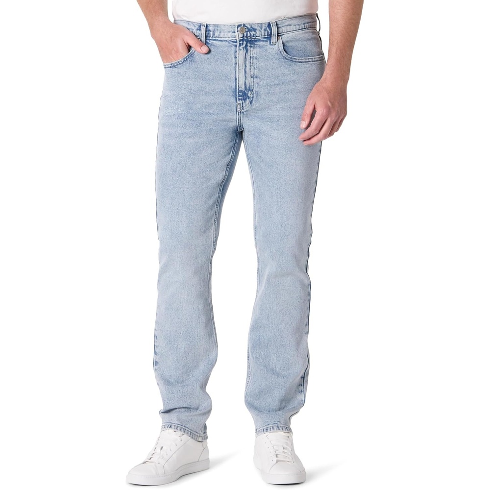 image:imageAmazon Essentials Mens Low Stretch Slim Straight Denim Jeans Vintage InspiredIced Light Wash