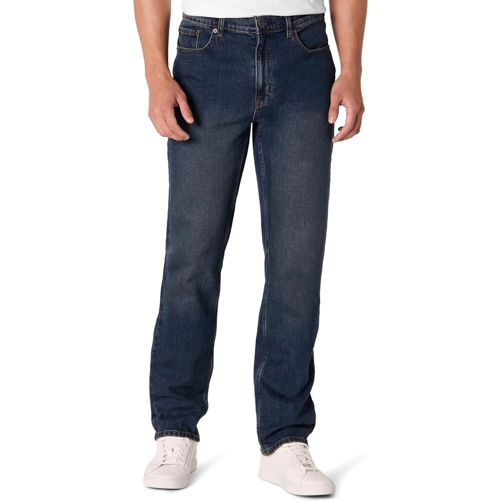 image:imageAmazon Essentials Mens Low Stretch Slim Straight Denim Jeans Vintage InspiredTinted Dark Wash