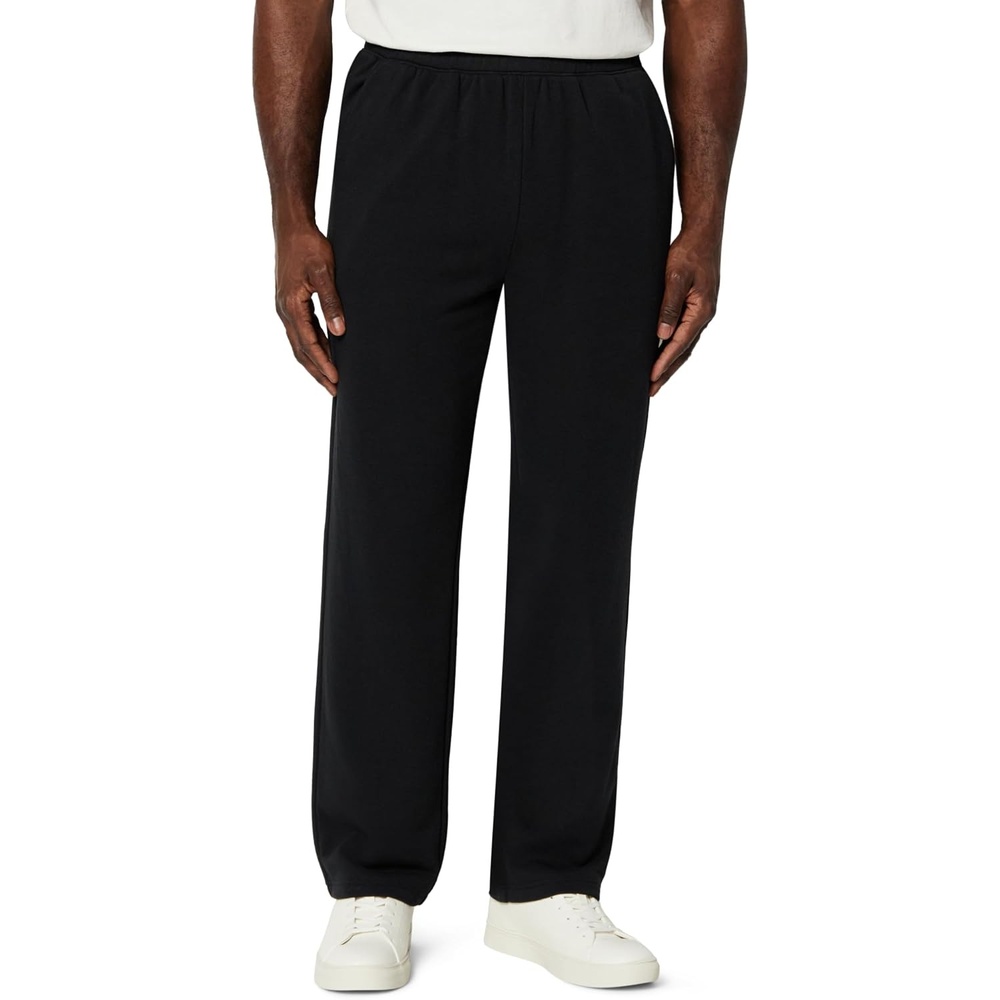 image:imageAmazon Essentials Mens RegularFit Soft Cotton OpenHem SweatpantsBlack