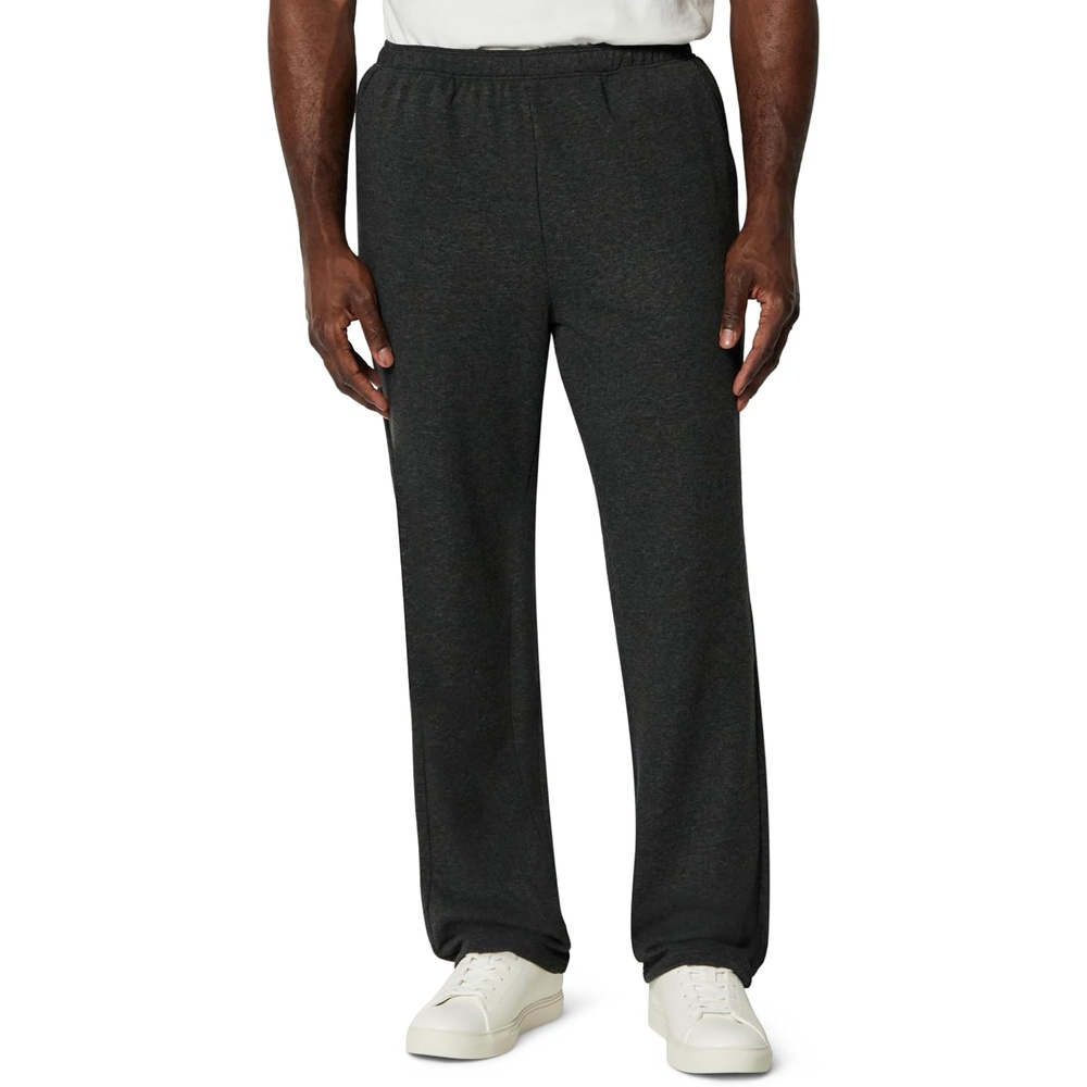 image:imageAmazon Essentials Mens RegularFit Soft Cotton OpenHem SweatpantsCharcoal Heather