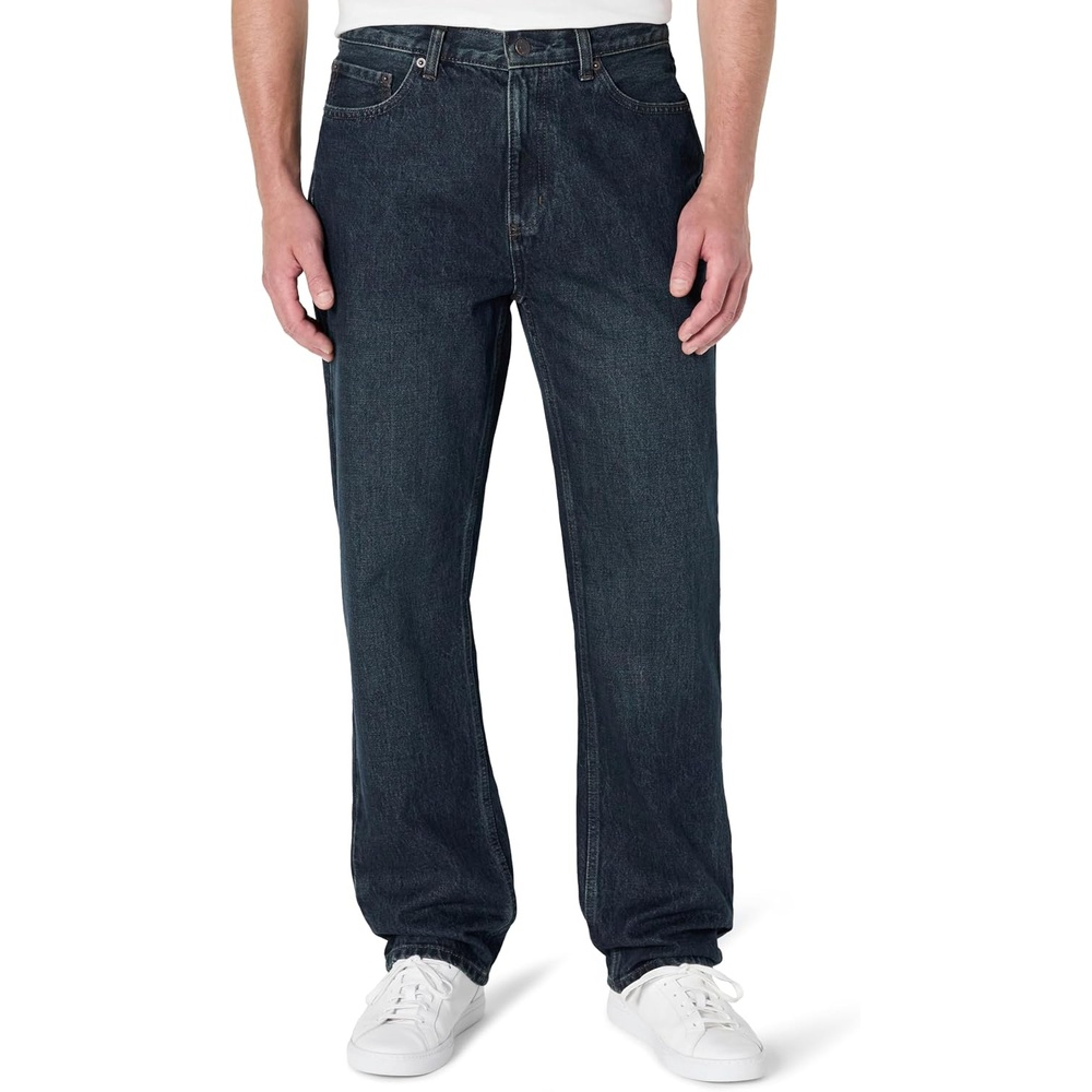 image:imageAmazon Essentials Mens RelaxedFit JeansTinted Dark Wash