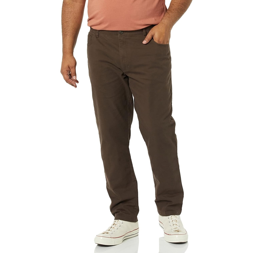 image:imageAmazon Essentials Mens SkinnyFit 5Pocket Stretch Twill Chino PantsBrown