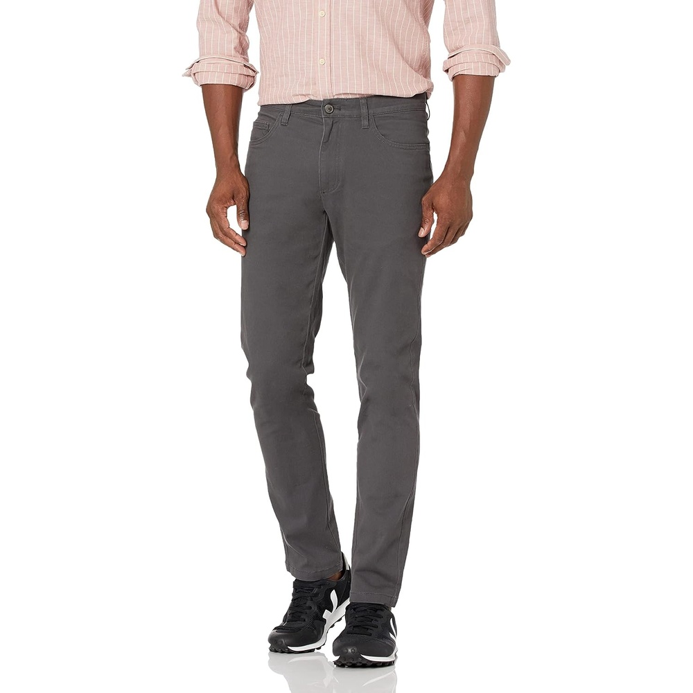 image:imageAmazon Essentials Mens SkinnyFit 5Pocket Stretch Twill Chino PantsGrey