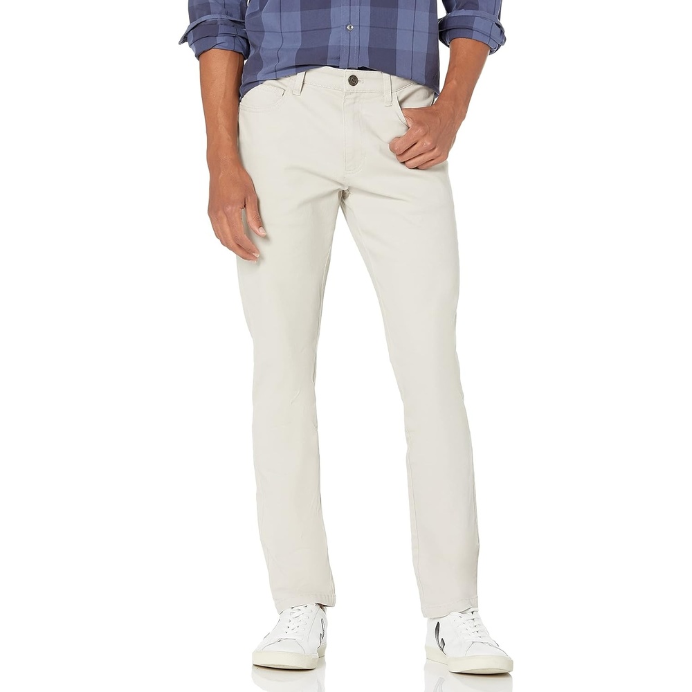 image:imageAmazon Essentials Mens SkinnyFit 5Pocket Stretch Twill Chino PantsStone