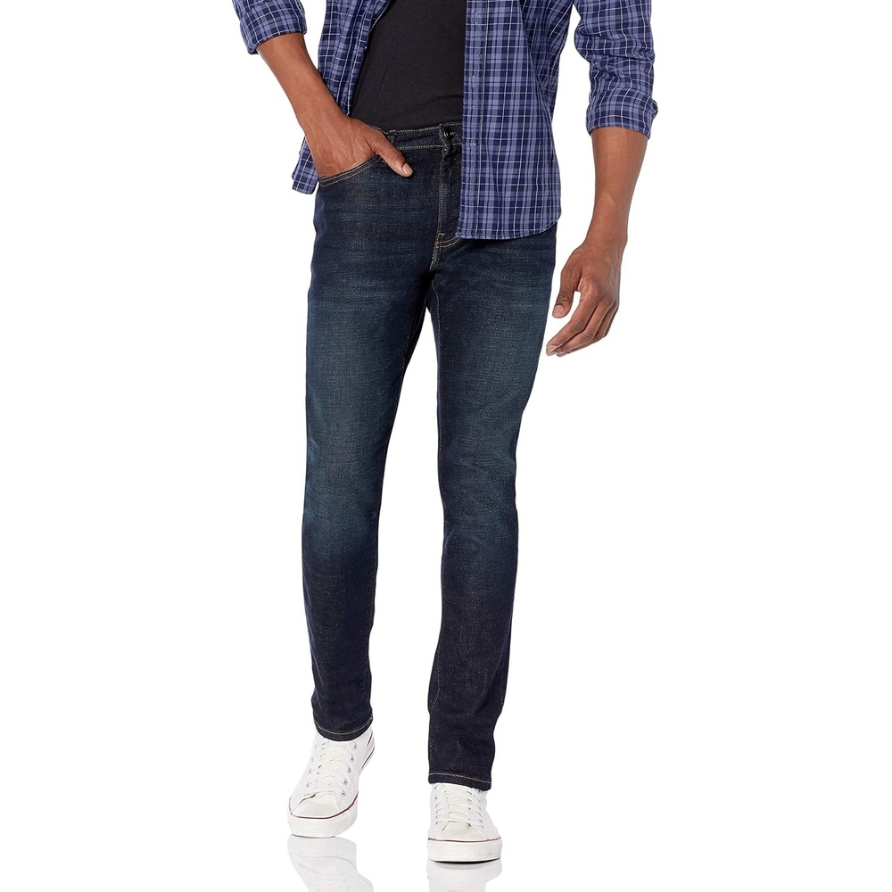 image:imageAmazon Essentials Mens SkinnyFit Stretch Jean Discontinued ColorsDark IndigoRinsed