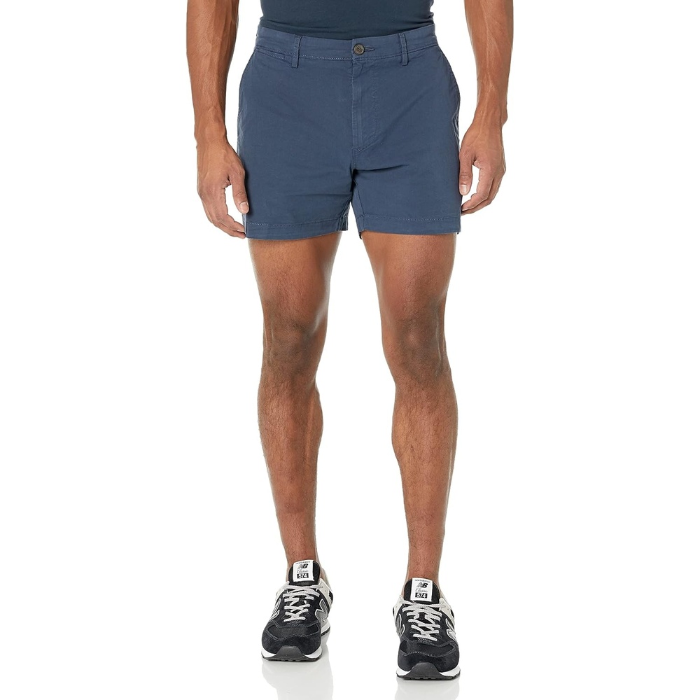 image:imageAmazon Essentials Mens SlimFit 5 Lightweight Comfort Stretch Oxford Cotton ShortsNavy