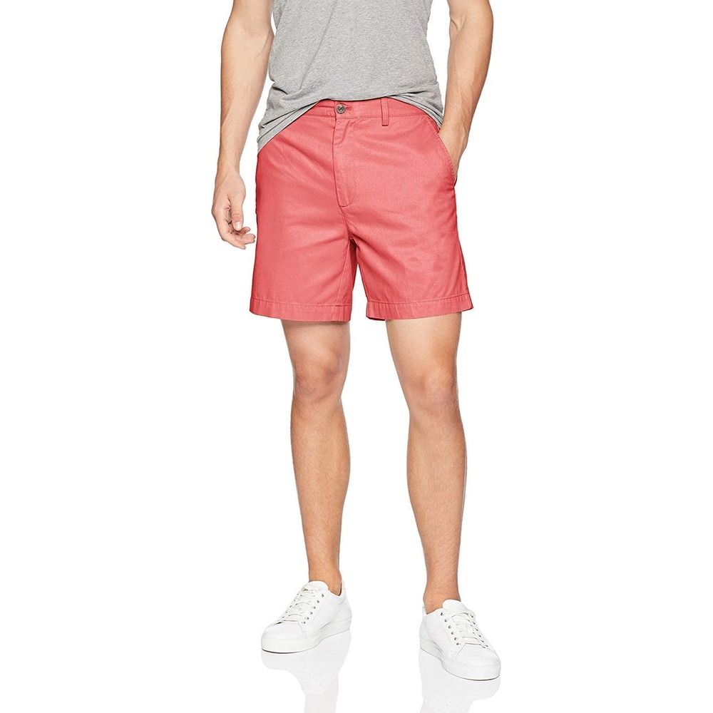 image:imageAmazon Essentials Mens SlimFit 7 Chino ShortsRaspberry Red
