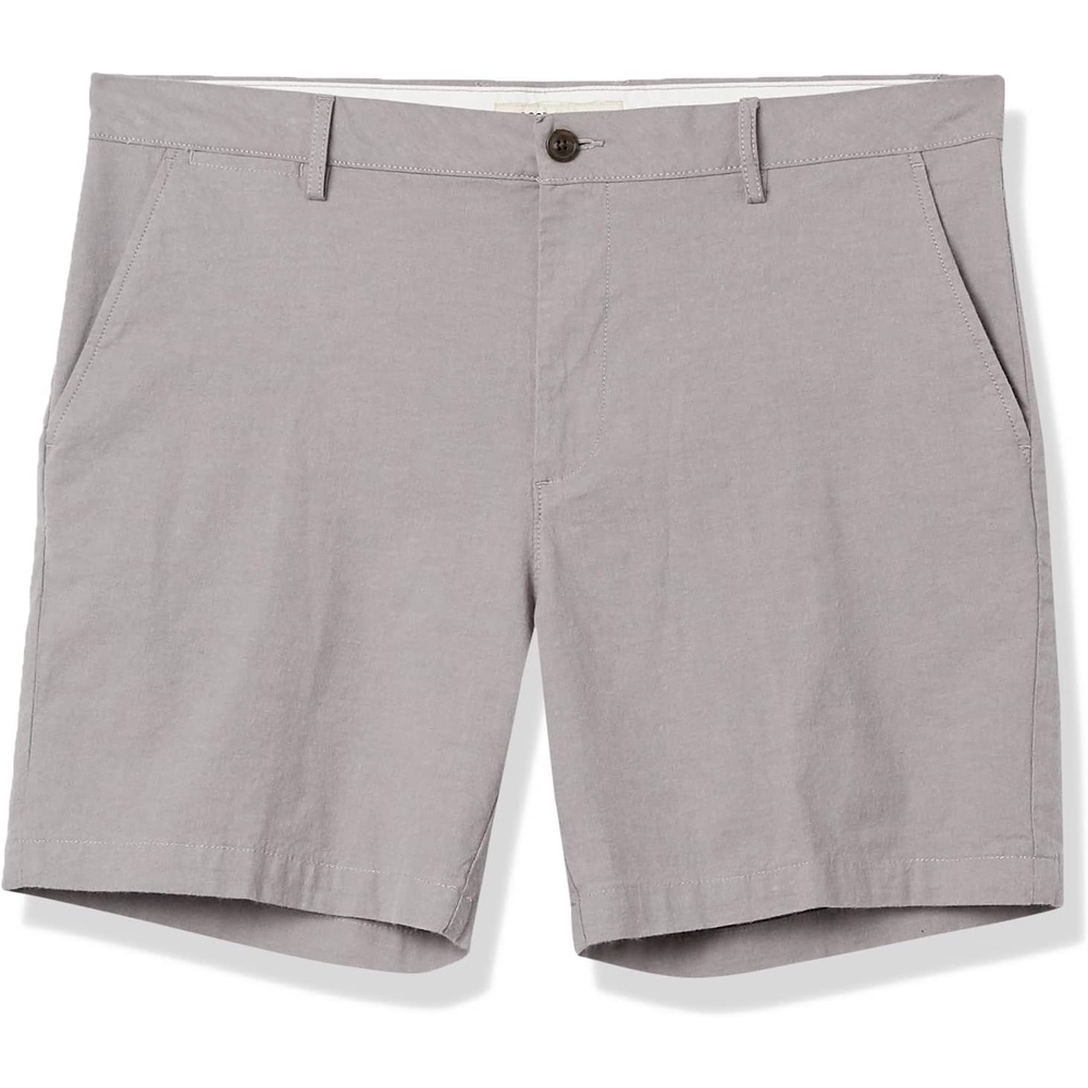 image:imageAmazon Essentials Mens SlimFit 7 Lightweight Comfort Stretch Oxford Shorts with Tapered LegLight Grey