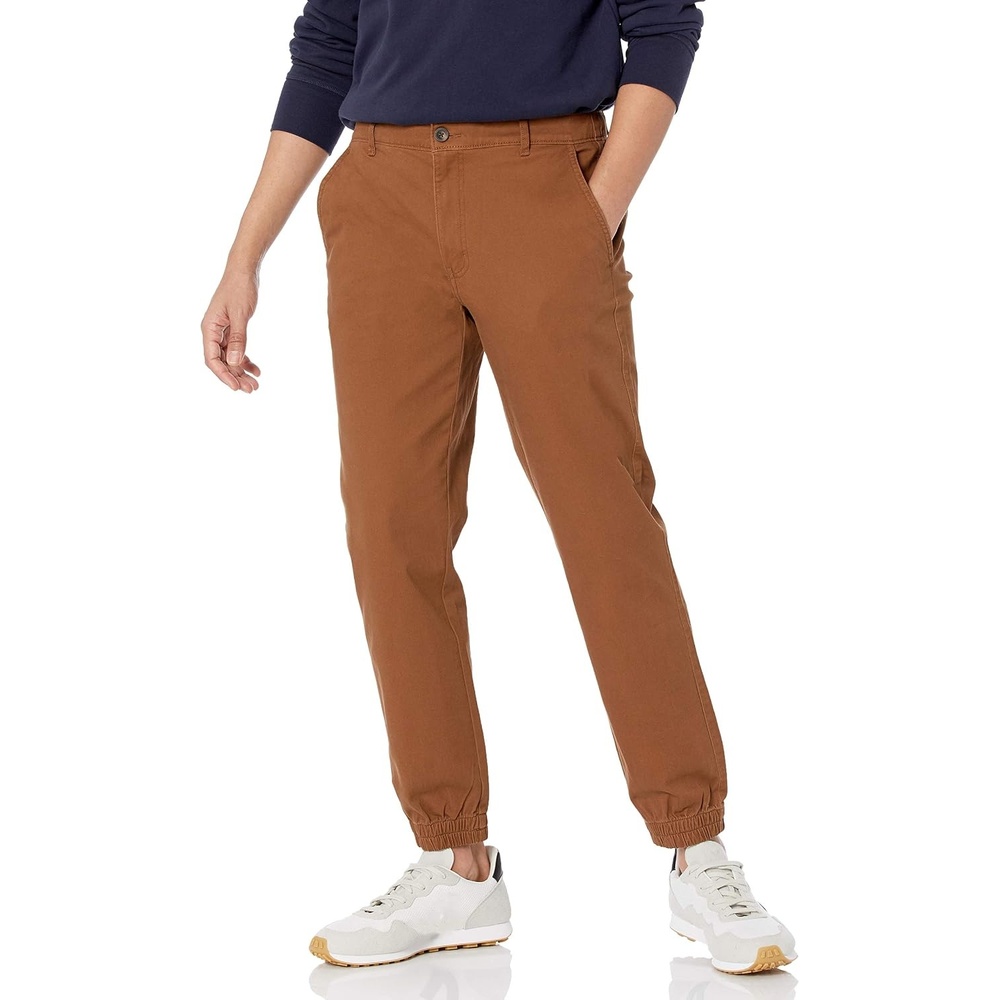 image:imageAmazon Essentials Mens SlimFit Cotton Joggers BreathableDark Khaki Brown