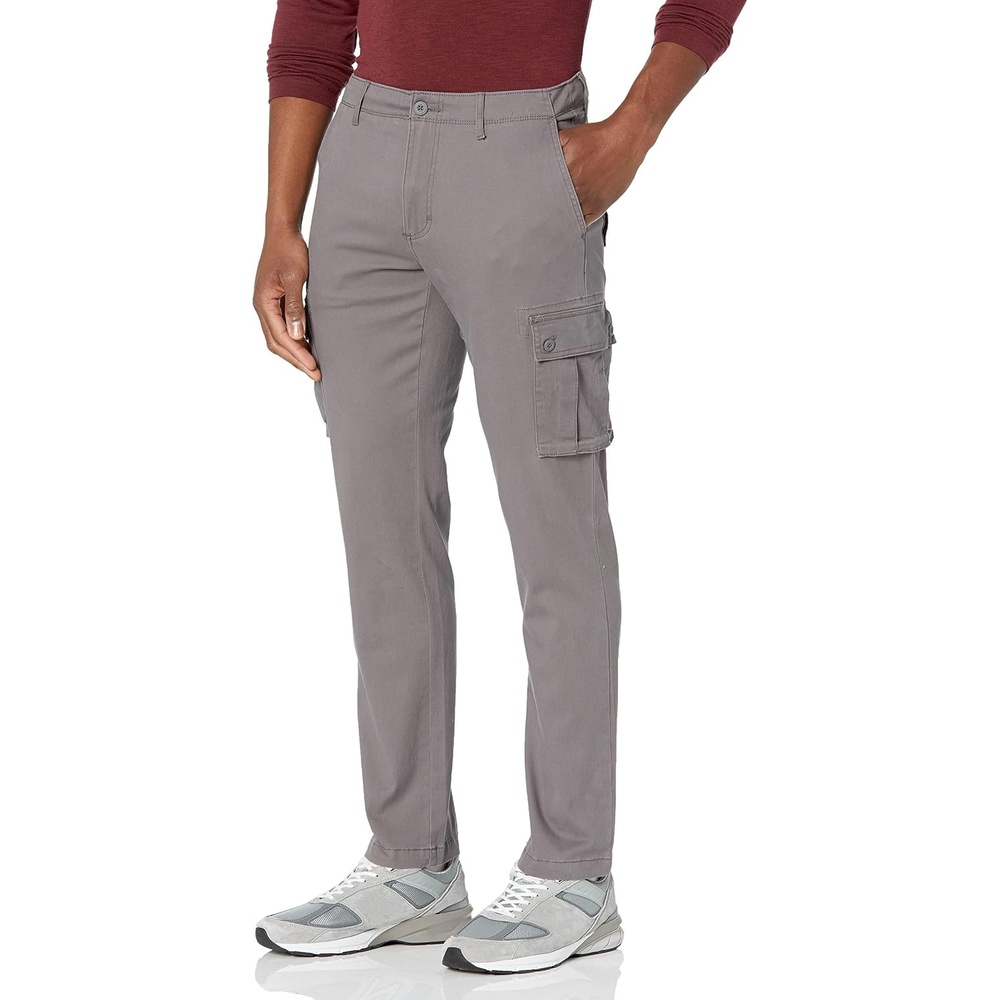 image:imageAmazon Essentials Mens SlimFit Stretch Cargo Pants with Tapered LegDark Grey