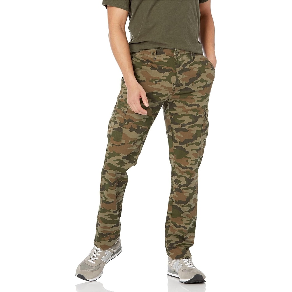 image:imageAmazon Essentials Mens SlimFit Stretch Cargo Pants with Tapered LegGreen Camo