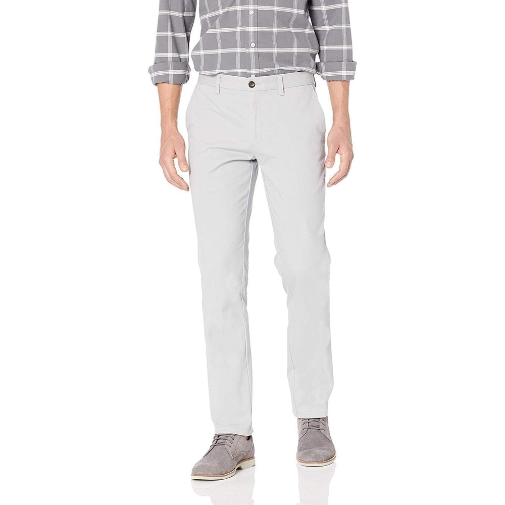 image:imageAmazon Essentials Mens SlimFit WrinkleResistant FlatFront Chino PantGrey
