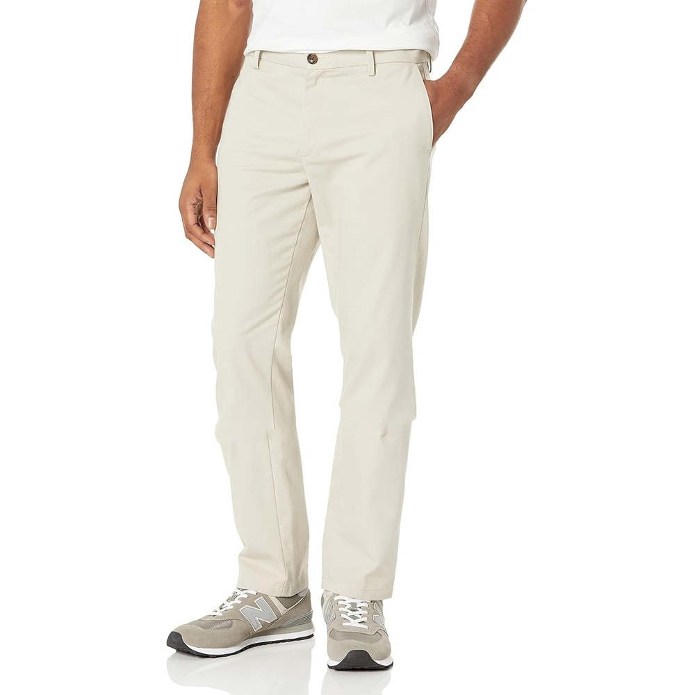 image:imageAmazon Essentials Mens SlimFit WrinkleResistant FlatFront Chino PantStone