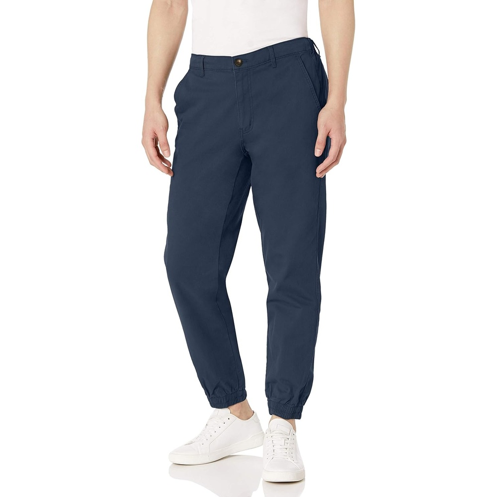 image:imageAmazon Essentials Mens StraightFit Chino Jogger Pants with Elastic Waist and PocketsNavy