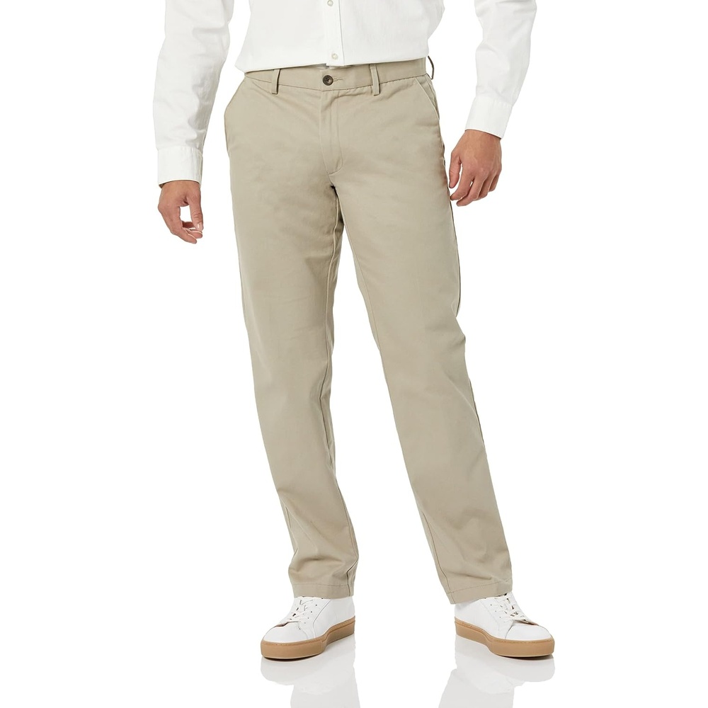 image:imageAmazon Essentials Mens StraightFit WrinkleResistant FlatFront Chino PantKhaki